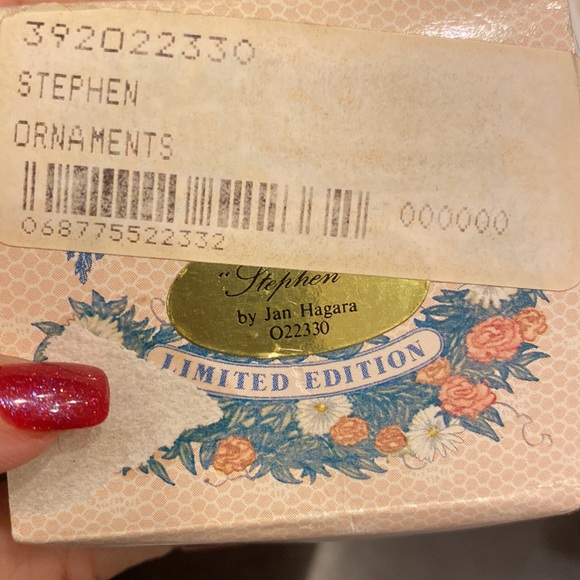 1988 Jan Hagara Vintage Bisque Figurine "Stephen" Hanging Mini Ornament O22330 - Picture 7 of 12